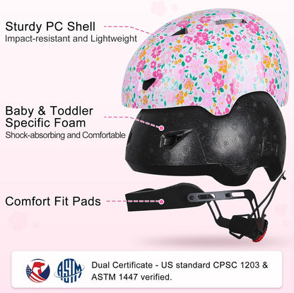 Toddler Helmet, Baby Infant Kids Bike Helmet for Kids Age 1-3/2-4/3-5/5-8 Adjustable Toddler Bike Helmets for Boys Girls for Scooter Skateboard Cycling
