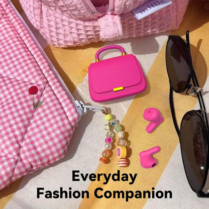 ANCwear Cute Pink Wireless Earbuds for Girls, Bluetooth 5.3 Ear Buds with Mini Handbag Charging Case, DIY Stickers, 22H Battery Life, Fashion Gift for Women Teens, Rose Pearl