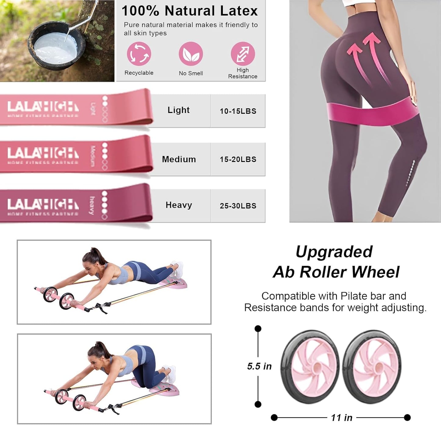 LALAHIGH Push Up Board,36 in 1 Home Gym Equipment with Ab Roller Wheel & Resistance Bands, Portable Foldable Workout Board for Full Body Strength Training Men Women,Gift for Grilfriend