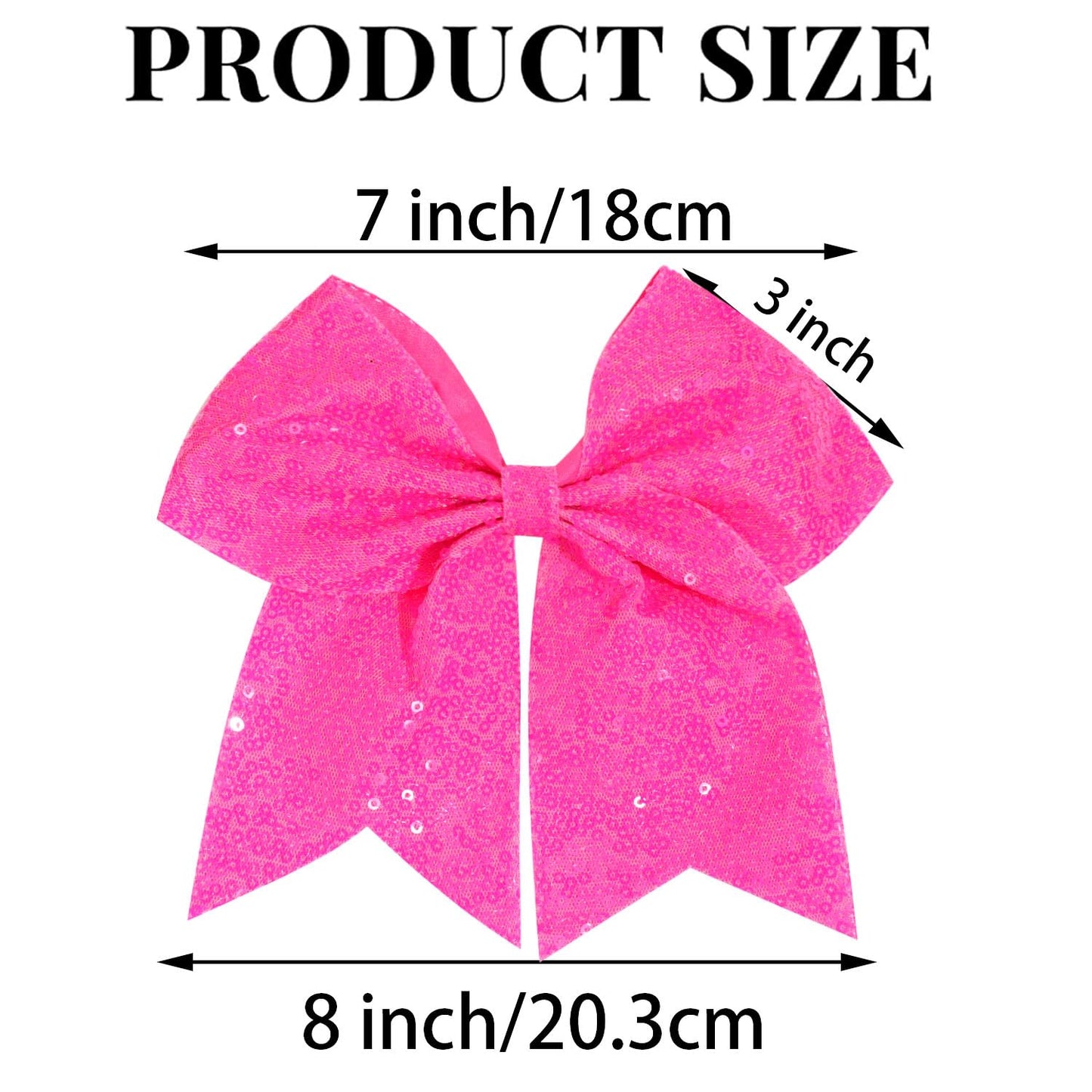 1 Pcs 8" Large Sequin Cheer Bows Clips, Cheerleading Glitter Hair Bow with Alligator Clips Hair Accessories for Cheerleaders Football Competition Sports (Bright Pink)
