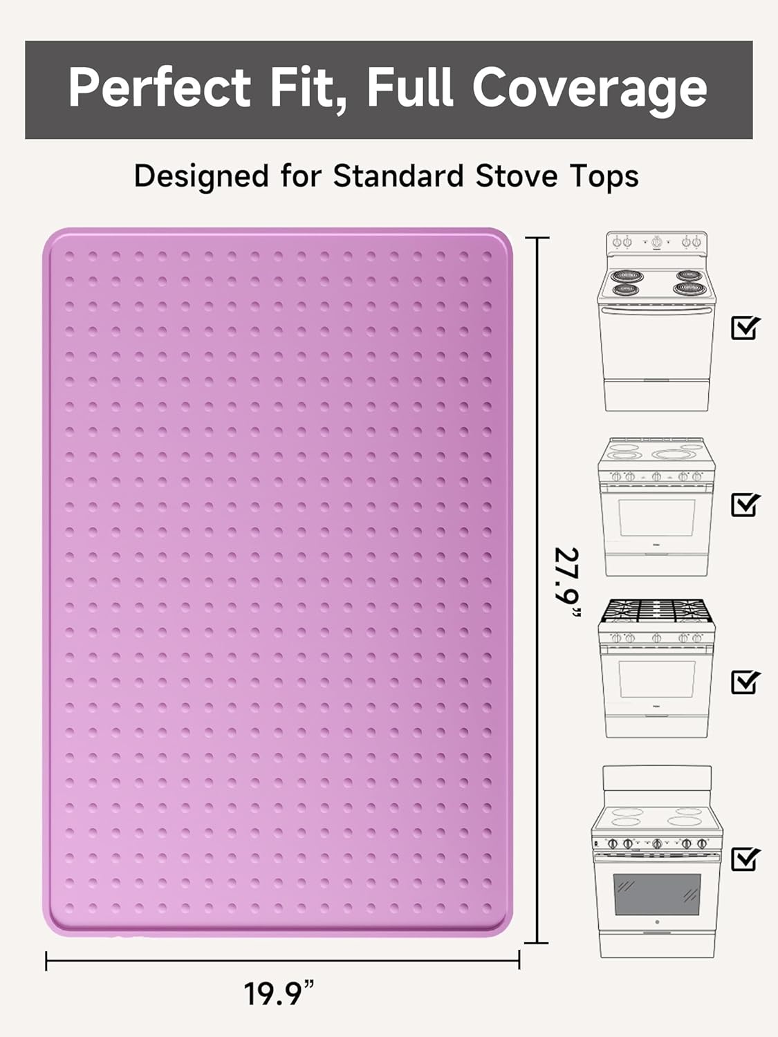 XiFEO Silicone Stove Top Cover for Electric Stove, Glass Stove Top Cover Protector, Flat Top Range Cover – Double as Dish Drying Mat, Coffee Bar Mat, Kitchen Stove Accessories, 28 x 20 in, Pink