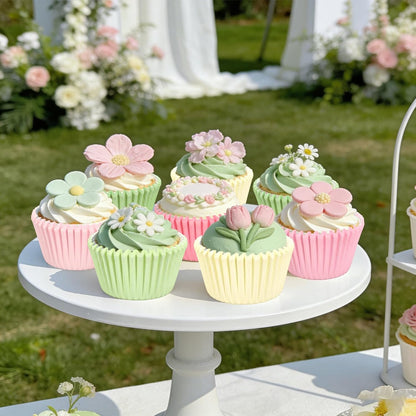Whaline 300Pcs Pastel Colorful Cupcake Liners Paper Baking Cups Gradient Pink Green Standard Muffin Cupcake Wrappers for Spring Easter Wedding Baby Shower Birthday Party Supplies