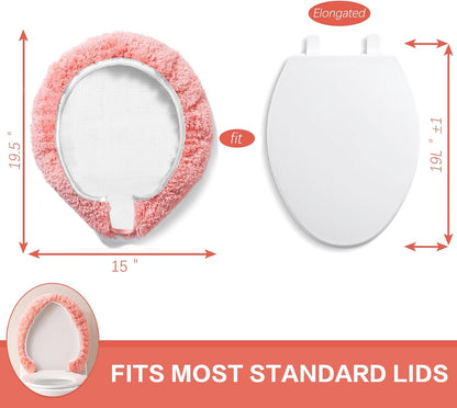 Microfiber Toilet Lid Cover, 19.5"x15" Machine Washable Toilet Seat Covers, Soft Absorbent Toilet Seat Lid Cover, Only Fit Elongated Toilet Seat