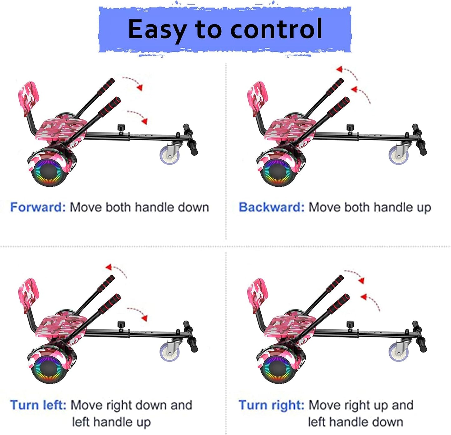 LIEAGLE Hoverboard, 6.5" Self Balancing Scooter Hover Board with Bluetooth Wheels LED Lights for Kids Adults