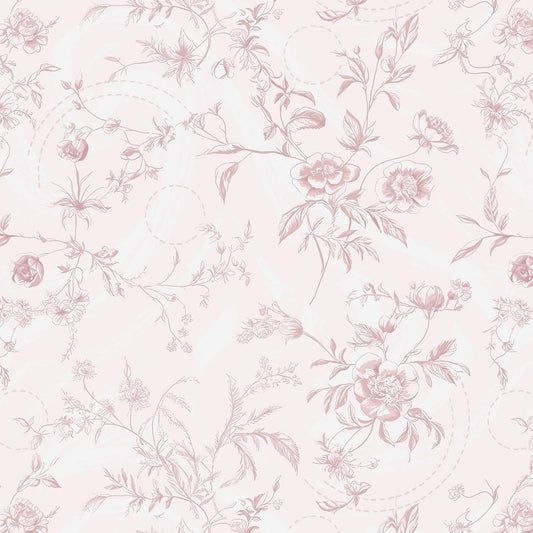 Ismoon Peel and Stick Wallpaper Floral Pink Stick on Wall Paper Vintage French Contact Paper for Cabinet Textured Removable Self Adhesive Wallpaper Vinyl Roll Shelf Deco, 17.3x78.7in