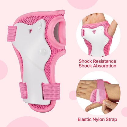 Knee Pads for Kids Knee Pads and Elbow Pads Toddler Protective Gear Set Kids Elbow Pads and Knee Pads for Girls Boys with Wrist Guards 3 in 1 for Skating Cycling Bike Rollerblading Scooter-Pink M