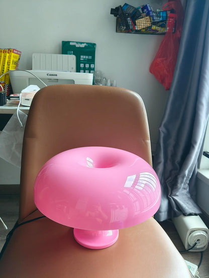 Pink Mushroom Lamp, Mid Century Modern Table Lamp for Bedroom, Minimalist Mushroom Decor Bedside Small Lamps, 2700K(Bulb Included, Plug Powered)