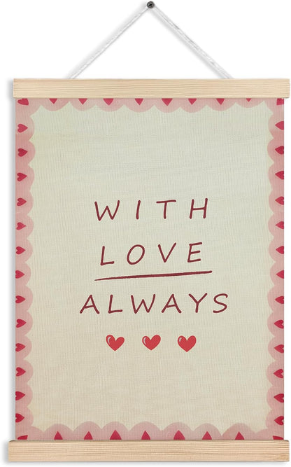 gsgfdshf With Love Always Romantic Pastel Pink Wall Art Poster Framed, Coquette Preppy Heart Eclectic Cream and Pink Hanging Wall Decor for Girls Dorm Room Bedroom, Love Wall Art, 12x16 Inches