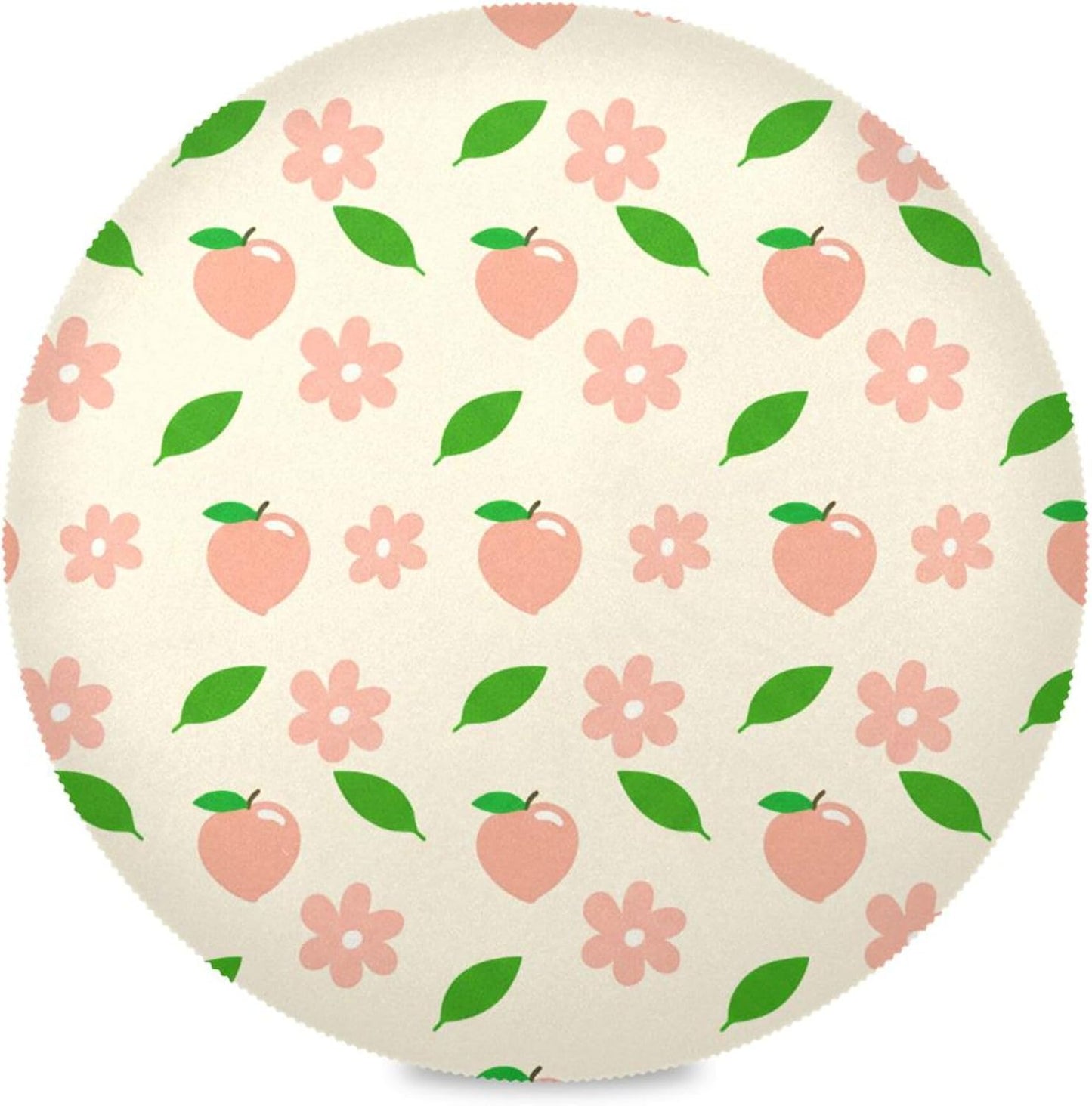 Round Placemats Set of 6 Pink Peaches Washable Non-Slip Heat Resistant Place Mats, 15.4” Dining Table Place Mats for Kitchen Holiday Party Decoration