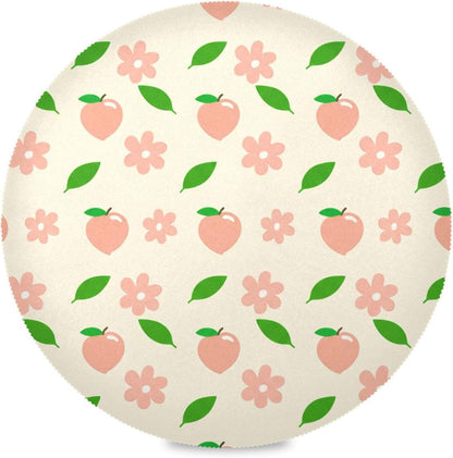 Round Placemats Set of 6 Pink Peaches Washable Non-Slip Heat Resistant Place Mats, 15.4” Dining Table Place Mats for Kitchen Holiday Party Decoration