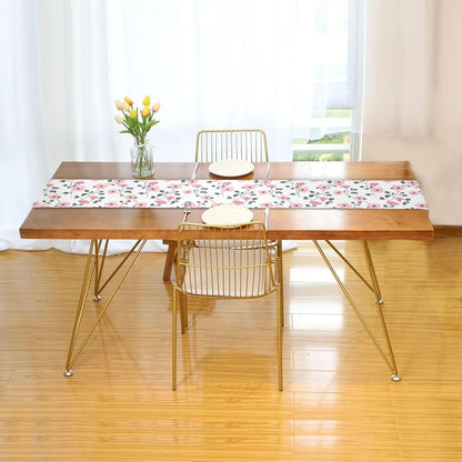 Boho Simple Style Florals Peach Autumn Table Runner, 13x70inches, Wedding Decorations Reusable White Table Runner 70" Long