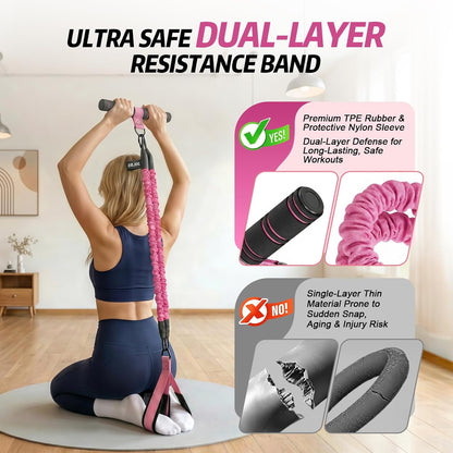 Upgraded Pedal Resistance Band with Handle, Adjustable Exercise Bands for Home Workout, Portable Fitness Equipment for Abs, Arms, Legs & Full Body Training