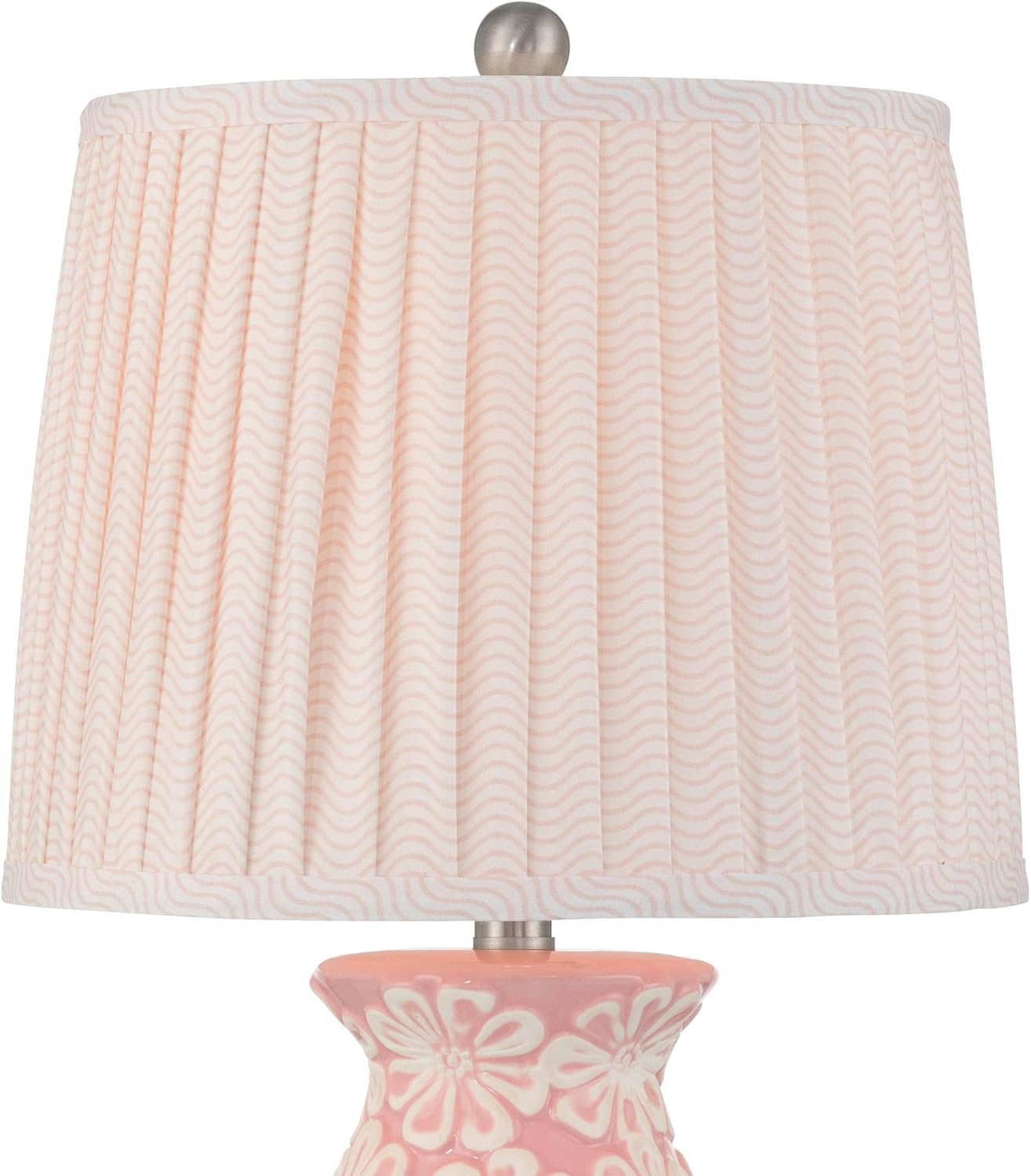 360 Lighting Buttercup 25" High Mid-Century Modern Country Cottage Ceramic 3-Way Table Lamp Pink and White Flowers Ceramic Fabric Shade Living Room Bedroom Bedside Nightstand House Office Home