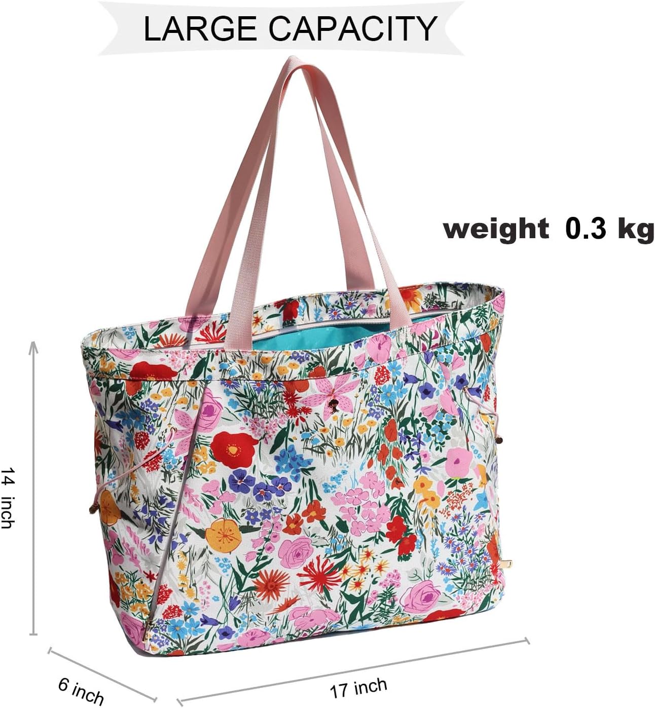 ESVAN Yoga Tote Bag for Women Drawstring Canvas Shoulder Bags for Workout Travel Carryall Pilates Gym and Beach