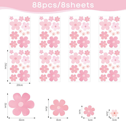 SHUCHING DIY Cherry Blossom Wall Sticker Peel and Stick, Vinyl Pink Flower Wall Decal, Wall Decor Art for Girls Bedroom Living Room