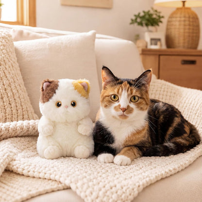 PEACH CAT Calico Cat Stuffed Animal Cute Plush Keychain for Backpack Small Plush Pendant Toys Bag Charms Gifts for Kids & Adults