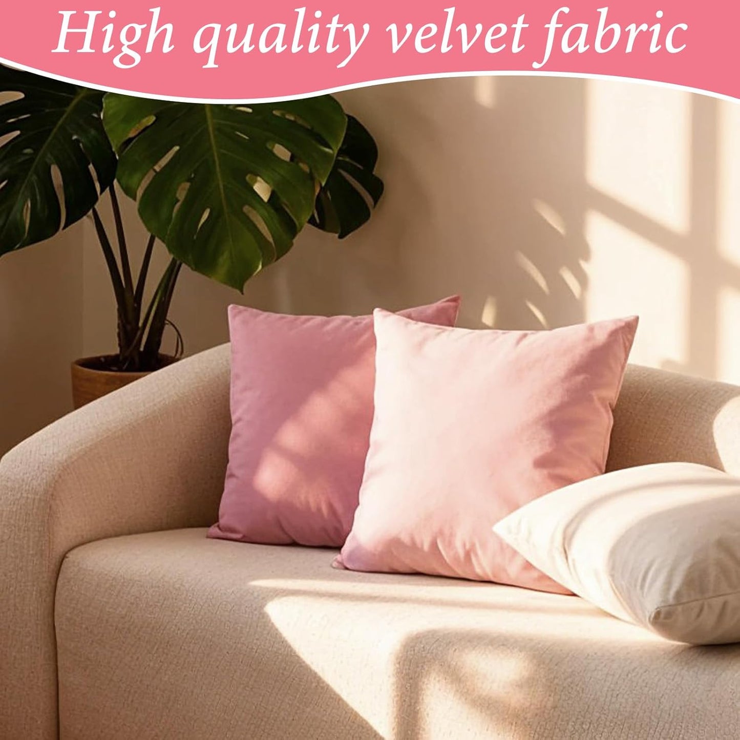Pink Series Throw Pillow Covers 6 Pcs 18" x 18" Decorative Pillow Covers for Couch Soft Velvet Square Pillows Cover for Sofa Bedroom Patio Balcony Picnic Coquette Party Decor Accessories, No Inserts
