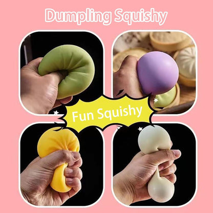 Dumpling Squishy, Mystery Dumplings Squishy, Sensory Squeeze Toy for Stress Relief, Soft Squeeze Decompression Dough for Adults Classroom Prizes & Party Favors (Pink)