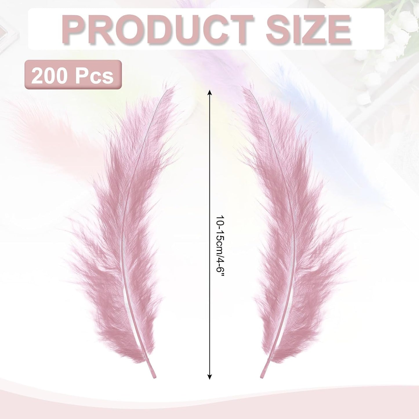 PATIKIL 200 Pack Fluffy Turkey Marabou Feathers,4-6 Inches Peach Pink Natural Turkey Feathers for Crafting Dream Catcher Fringe Trim Fly Tying Party Decorations