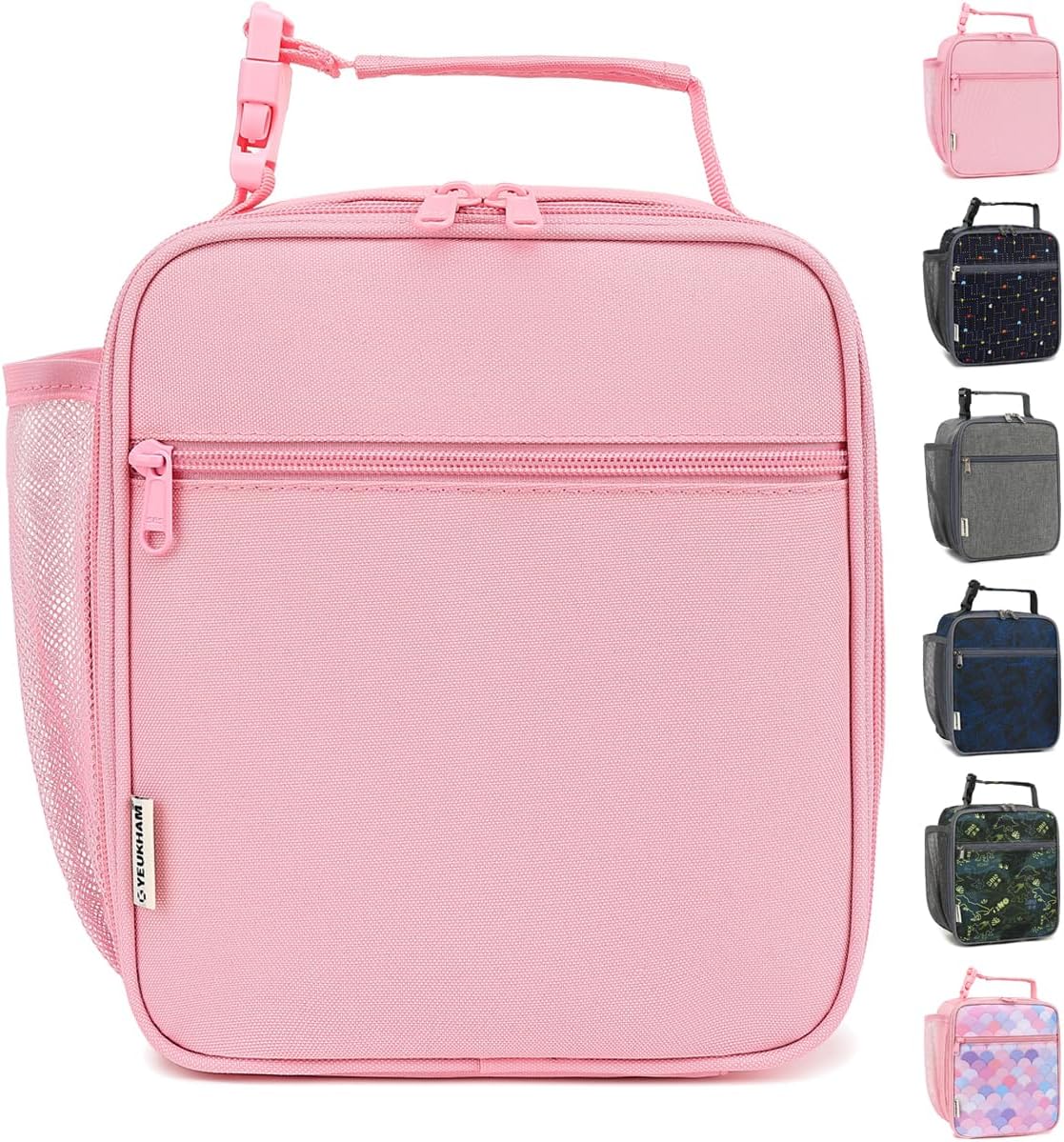 GYEUKHAM Lunch Box for Kids Boys Girls Men Women, Insulated Small Soft Cooler Lunch Bag Kit for School Work Picnic Travel - Reusable Portable lunchbox, Pink