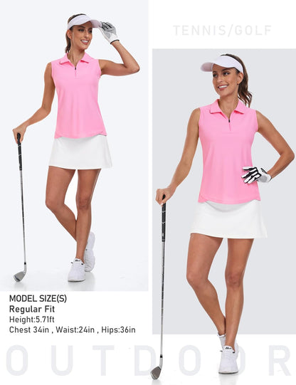 AIRIKE Golf Polo Shirts for Women Sleeveless Summer Sports Athletic Fashionable Workwear-Quick Dry Womens Tank Tops