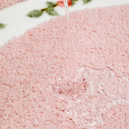 Heart Shaped Floral Rural Style Rug, Water Absorbent Bathroom Floor Mat, Shower Rug Bedroom Living Room Carpet (17.7x19.7inches, Pink)