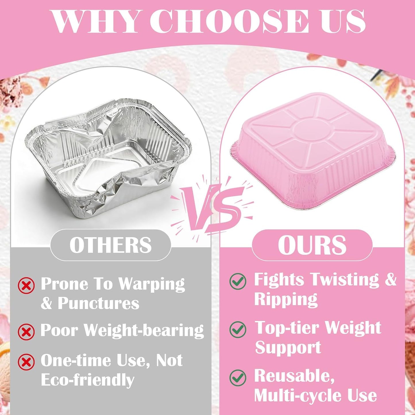 SHUESS 35 Pcs Aluminum Pans, 8x8 Inch Aluminum Pans with Lids, Mini Cake Pans Set, Small Square Pink Foil Baking Pans with Lids, Spoons and Stickers for Oven, Air Fryer, Cake, Vegetables, Brownie