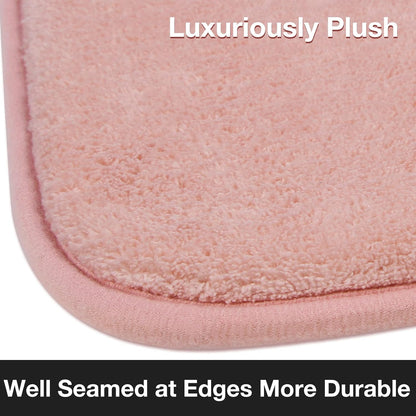 Pink Bath Mat Runner Long Narrow Bathroom Rug Memory Foam Microfiber Bathroom Carpet Non Slip Soft Absorbent Washable Bathrug,16" x 47"