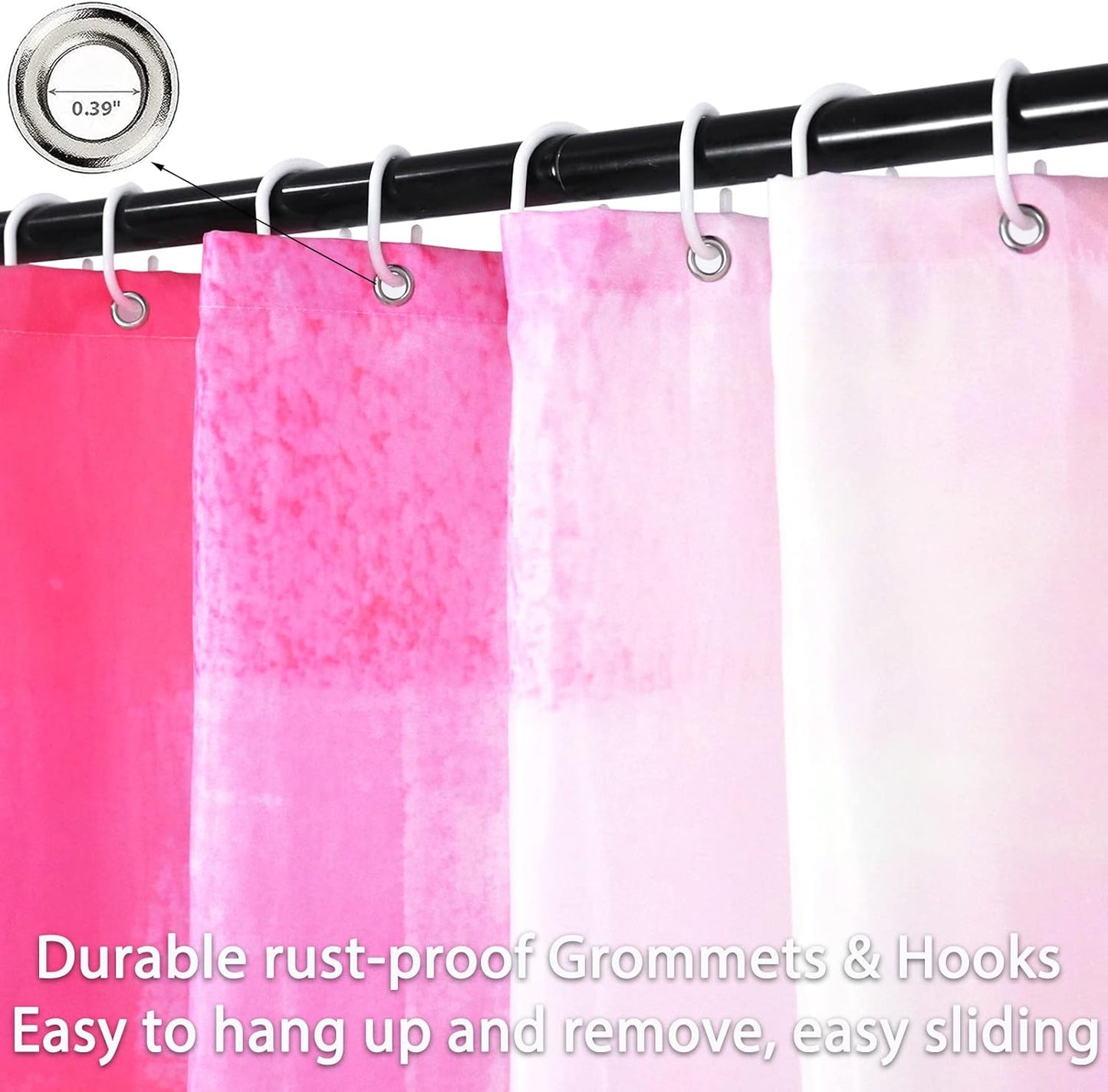 Hot Pink Shower Curtain, Watercolor Pink Contemporary Brush Strokes Oil Painting Abstract Bathroom Curtain Waterproof Fabric Machine Washable with 12 Hooks