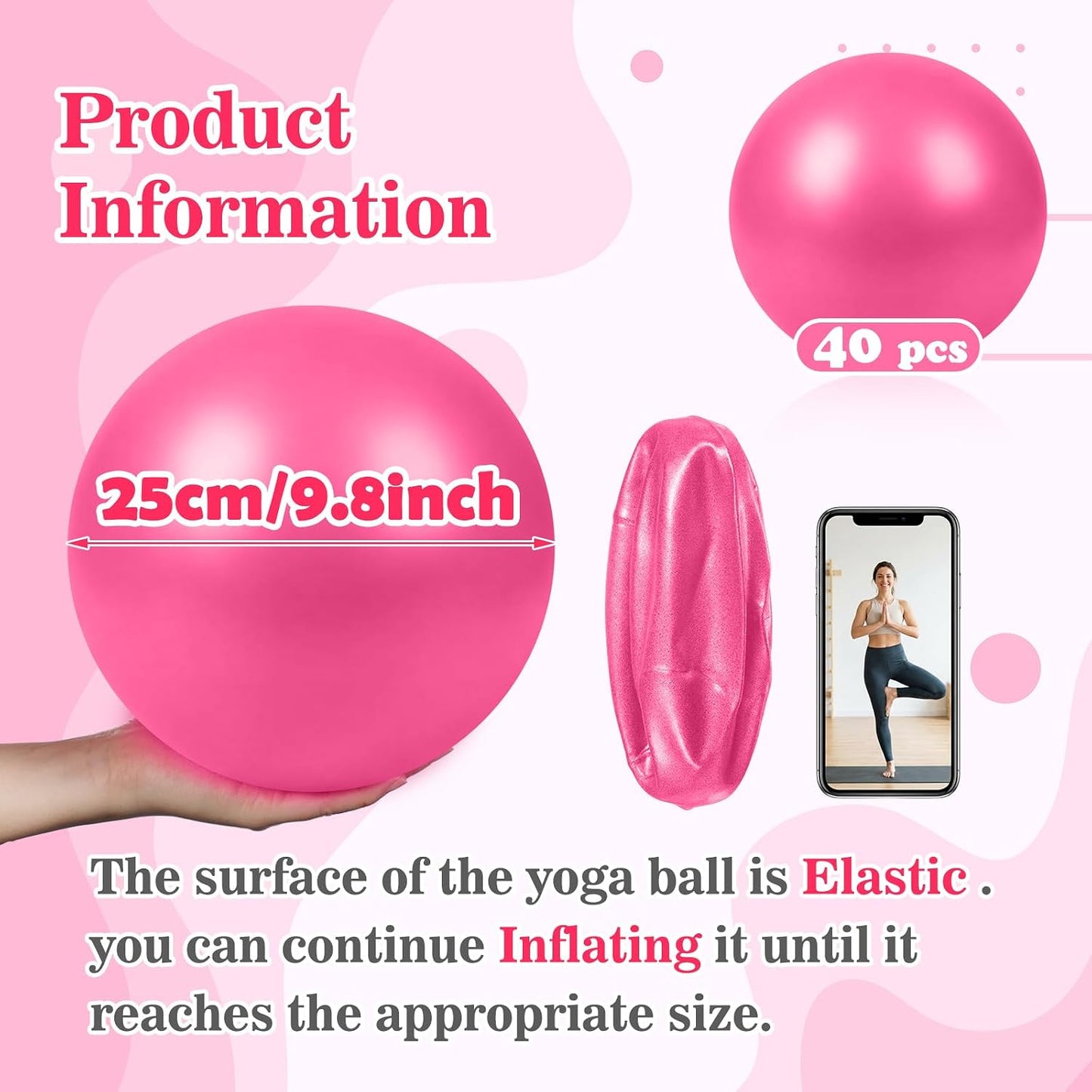 40 Pcs Small Exercise Pilates Ball Bulk 9 Inch Mini Yoga Balls Anti Burst and Slip for Stability Fitness Physical Therapy Stretching & Core Workout at Home Gym Office Class