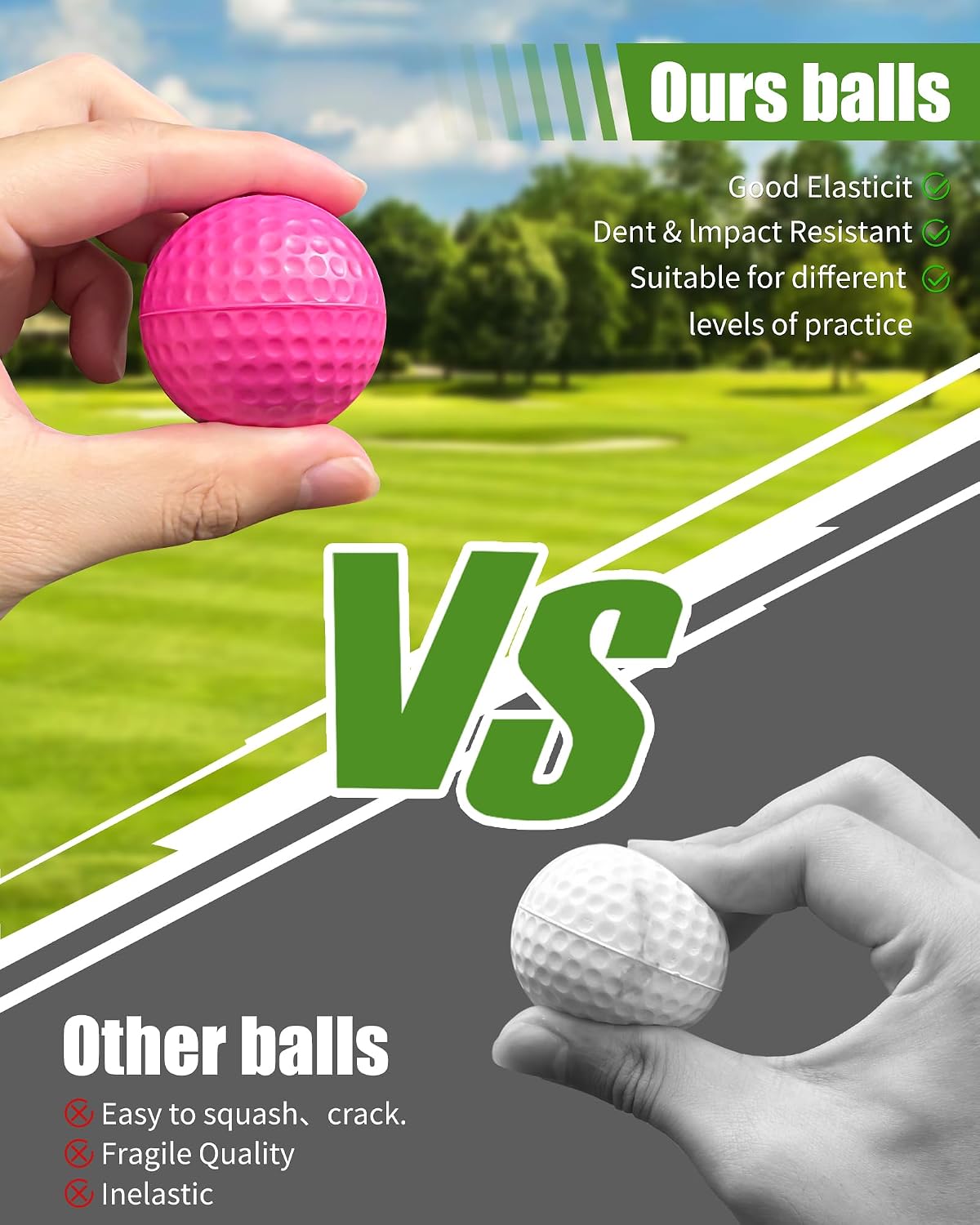 24 Pack Foam Golf Practice Balls,Practice Golf Balls for Backyard,Realistic Feel and Limited Flight Soft Golf Balls for Indoor or Outdoor Training