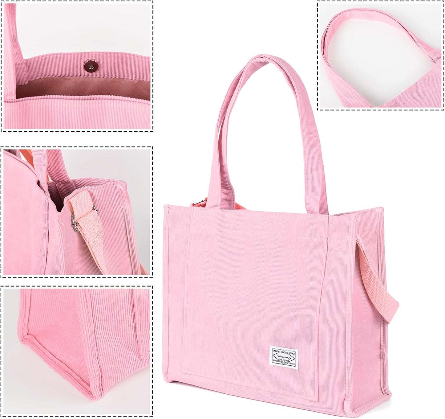 Valleycomfy Corduroy Tote Bag for Women Travel Crossbody Bag Purse Women Shoulder Bags Work Handbags Everyday Hobo Bag