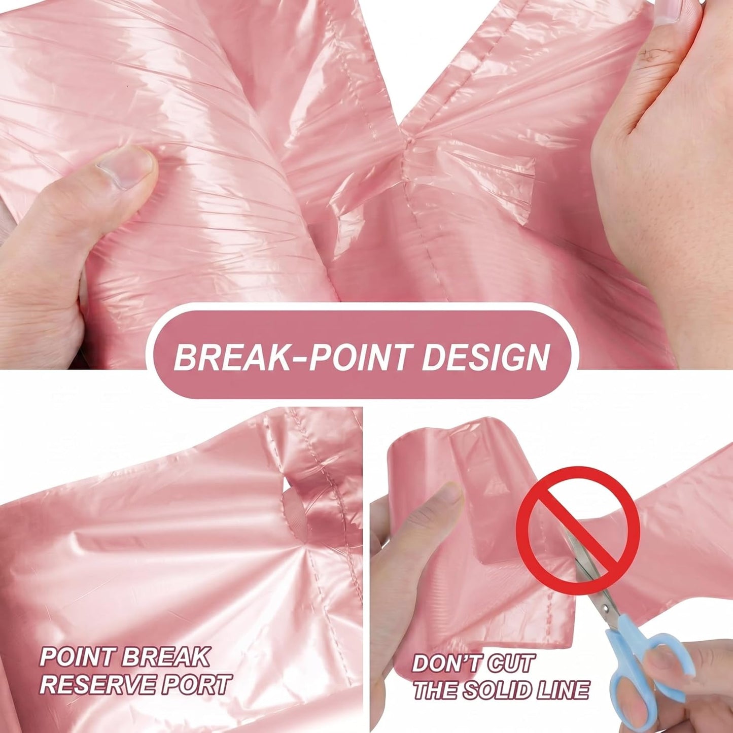 Small Trash Bags 2.6 Gallon (Fits 1.6-3 Gal), Pink Semi-Transparent Garbage Can Liners, Mini Wastebasket Plastic Bag for Bathroom, Bedroom, Car, 100 Count (5 Rolls)