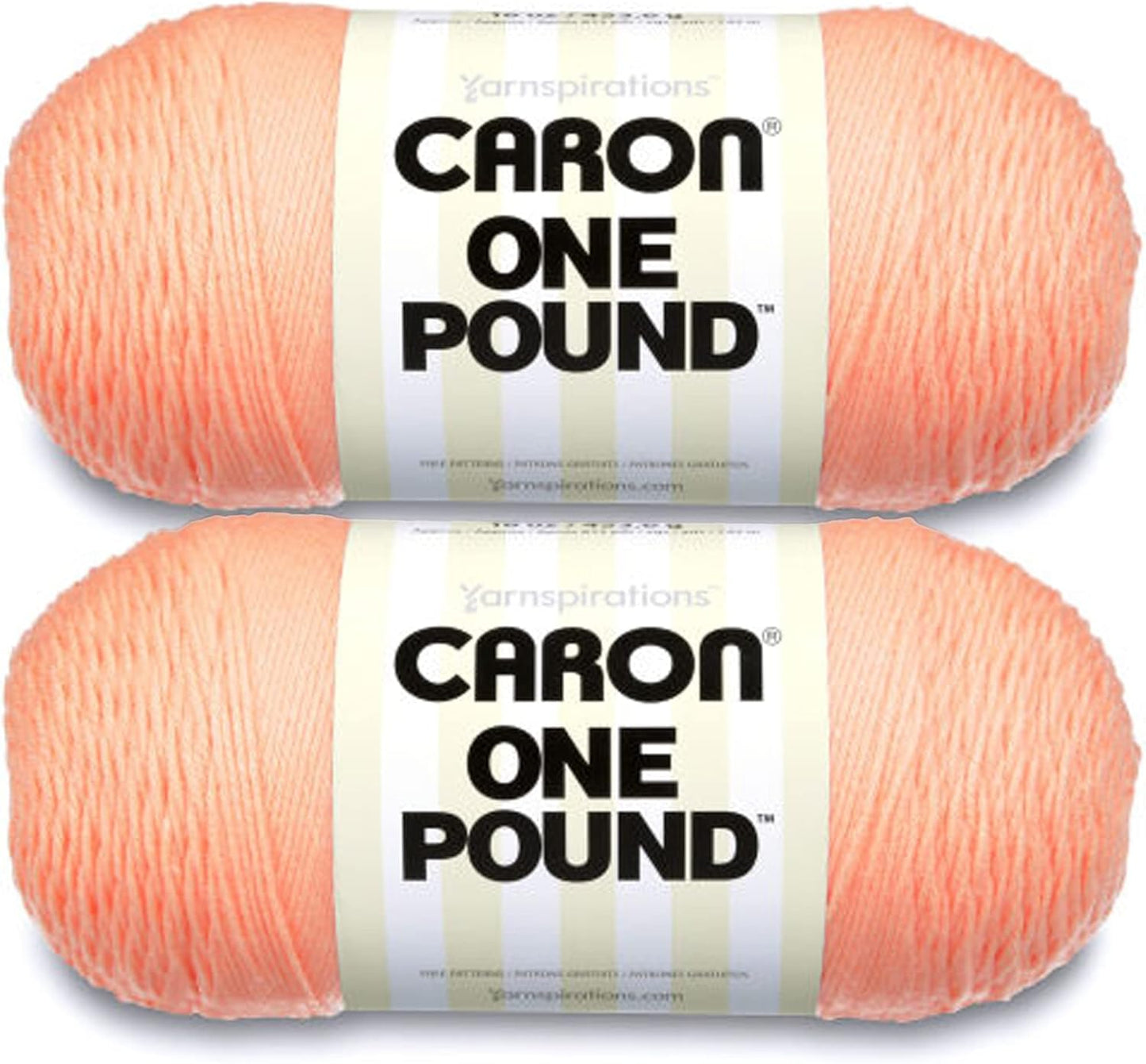 Caron One Pound Peach Yarn - 2 Pack of 454g/16oz - Acrylic - 4 Medium (Worsted) - 812 Yards - Knitting/Crochet