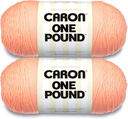 Caron One Pound Peach Yarn - 2 Pack of 454g/16oz - Acrylic - 4 Medium (Worsted) - 812 Yards - Knitting/Crochet