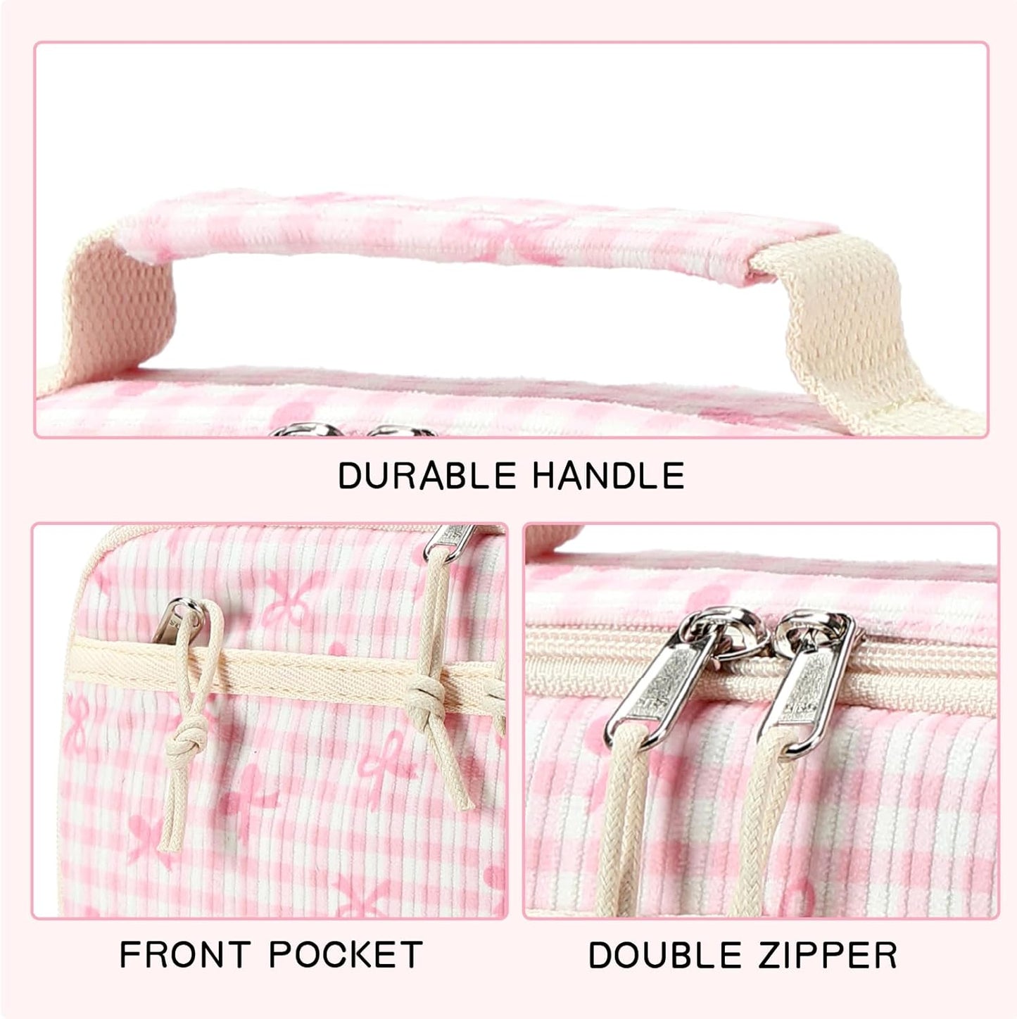 LEDAOU Lunch Box Kids Insulated Lunch Bag Girls Toddler Reusable Lunchbox for School Picnic Hiking (Bowknot-Pink)