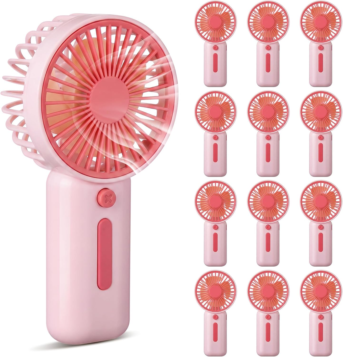 EBOOT 12 Pack Mini Portable Fans Bulk with Foldable Stand, Small Handheld Fan Pink Battery Operated Fan for Women Men Travel, Gym, Office, Wedding, Camping, Makeup