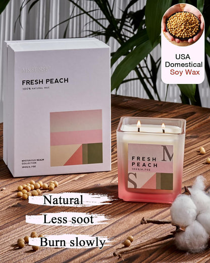 M&SENSE Peach Scented Candles Gift Set with Refills，14.3oz Soy Jar Candle Set Clean Burning Candle Gifts, Up to 80 Hours Long Lasting Aromatherapy Candle for Women Girlfriend Mom Teacher