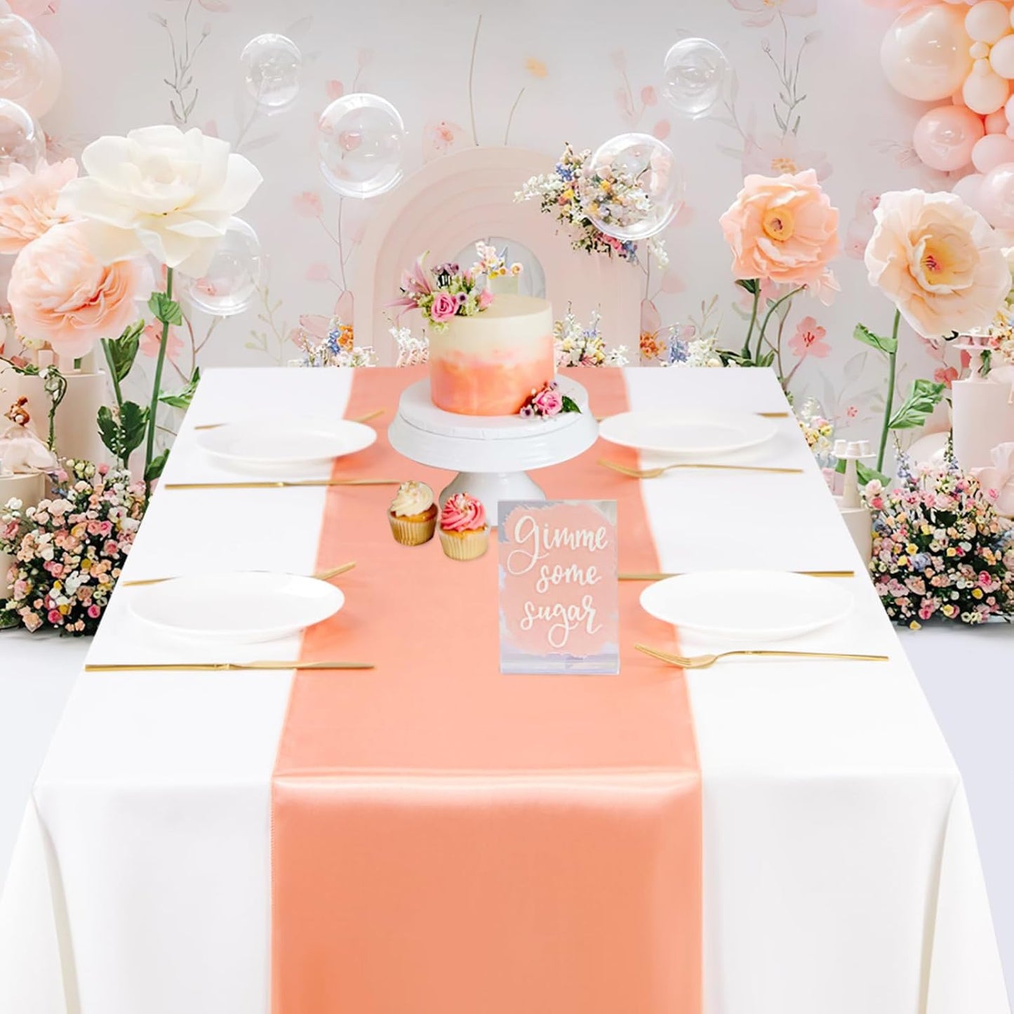 B-Cool Rose Gold Table Runner Satin Table Runners Wedding Table Runner Silk Smooth Fabric for Wedding Party Decorations 5 Packs 12x108 inch