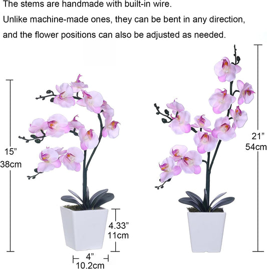 15" Tall Artificial Silk Phalaenopsis Orchid Flower Plant Pot Arrangements (Pink Shades)