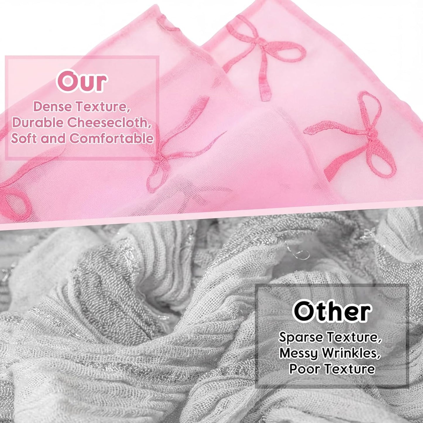 Tudomro Embroidery Pink Bow Tulle Table Runner 9.2 ft Coquette Pink Cheesecloth Table Runner 110 Inch Gauze Boho Dining Decor for Wedding Birthday Baby Shower Christmas Valentine's Home Decor
