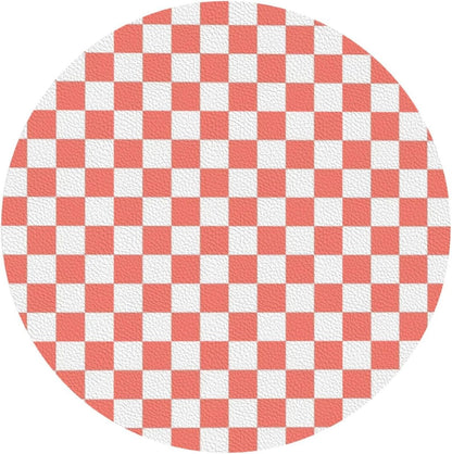 Pink and White Checker Pattern Drinks Coasters Set of 4 Leather Drink Coasters for Tabletop Protection Heat Resistant Bar Cup Mat Pad