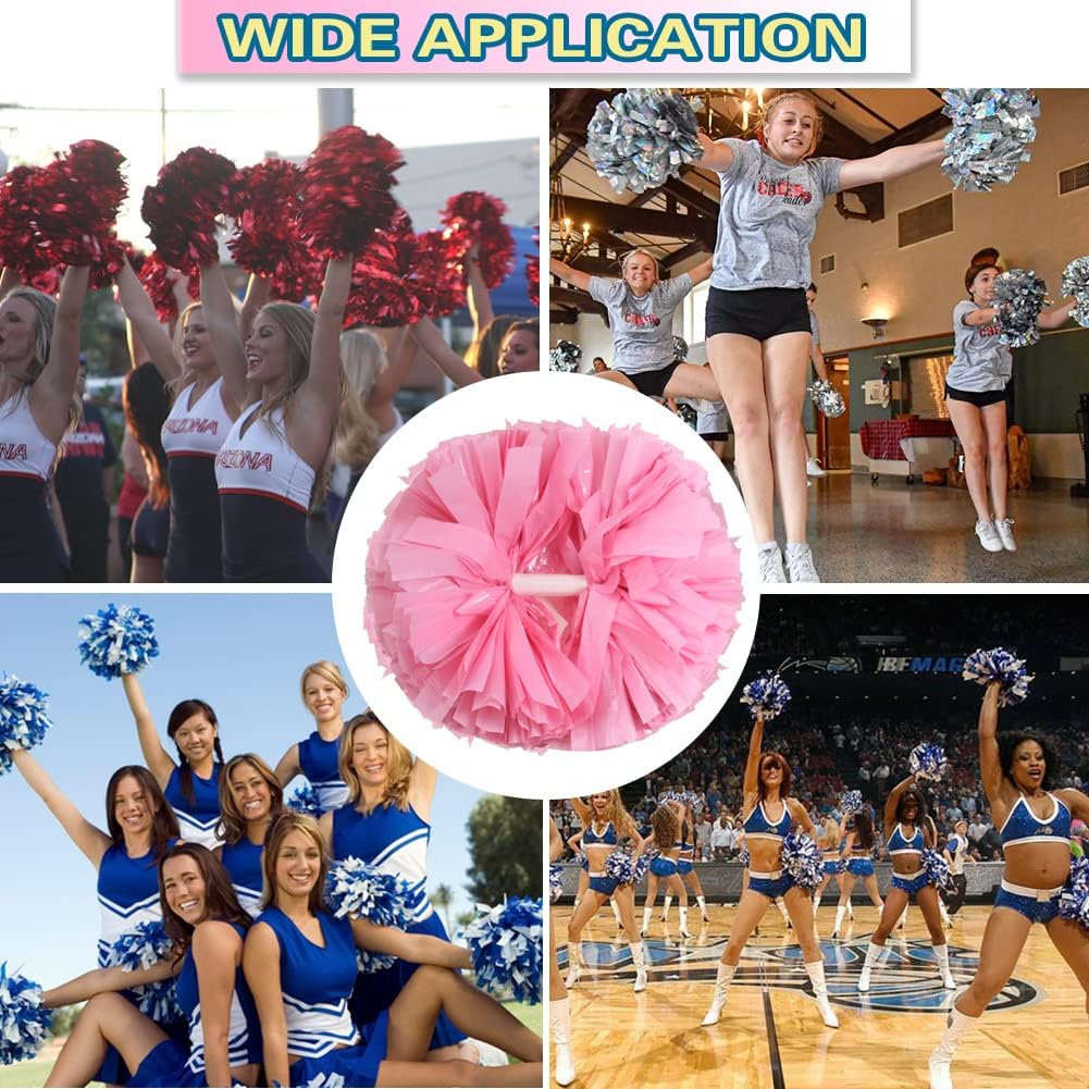 Lovecheer 2PCS Plastic Cheerleading Pom Poms with Baton Handle Cheer Pomoms for Kids Adults Cheering Sports Team Spirit Party