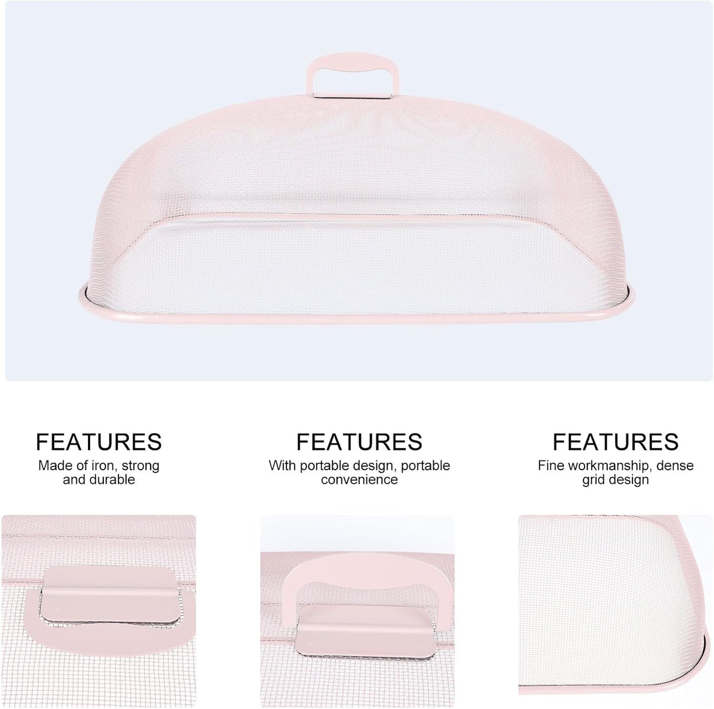 Large Pink Iron Food Cover Dustproof Kitchen Food Protector for Household and Restaurant Use Fresh-keeping Serving Dish Cover
