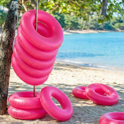 JellyArch 6 Pcs Inflatable Pool Floats 24 Inches Swim Tube Bulk Swimming Ring Pool Floaties for Beach Party Decorations Women and Men River Lake Summer Vacation Holiday (Rose Pink)