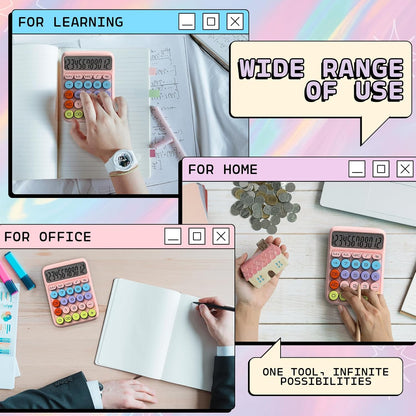Zeno Pink Calculator – Cute Desk Calculator with Big Buttons, 12-Digit, for School, Office & Pink Desk Accessories