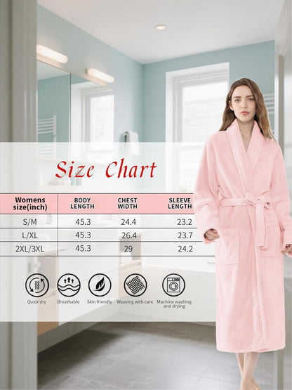 Soft Robe For Women，Warm Plush Bath Robes Female，Spa Towel After Shower Lightweight Long Bathrobe