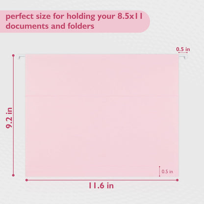 25 Packs Hanging File Folders,Cherry Pink Hanging File Folders Letter Size,Hanging Folders with 1/5-cut Tabs,Hanging Folders for Filing Cabinets, File Organizer Folder for Office,School,Home
