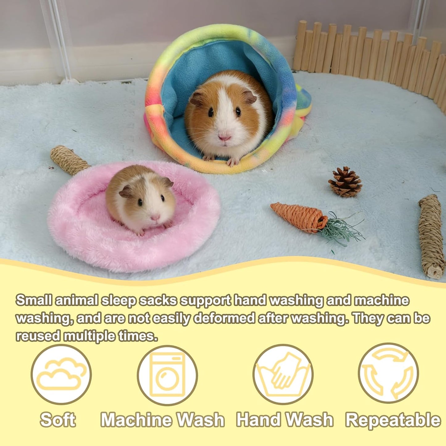 kathson Guinea Pig Snuggle Sack, Soft Fleece Sleep Sacks Large Guinea Pig Hideout Small Animal Hideout Pet Sleeping Bag for Hamster Rat Chinchilla Ferret, 2pcs (Pink)
