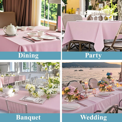 VidaFete Tablecloth 10 Pack 90 * 132inch Rectangle Table Cloth Polyester, Stain Wrinkle Resistant Polyester Dining Table Cover for Kitchen Dinning Party Wedding Rectangular Buffet Decoration(Pink)
